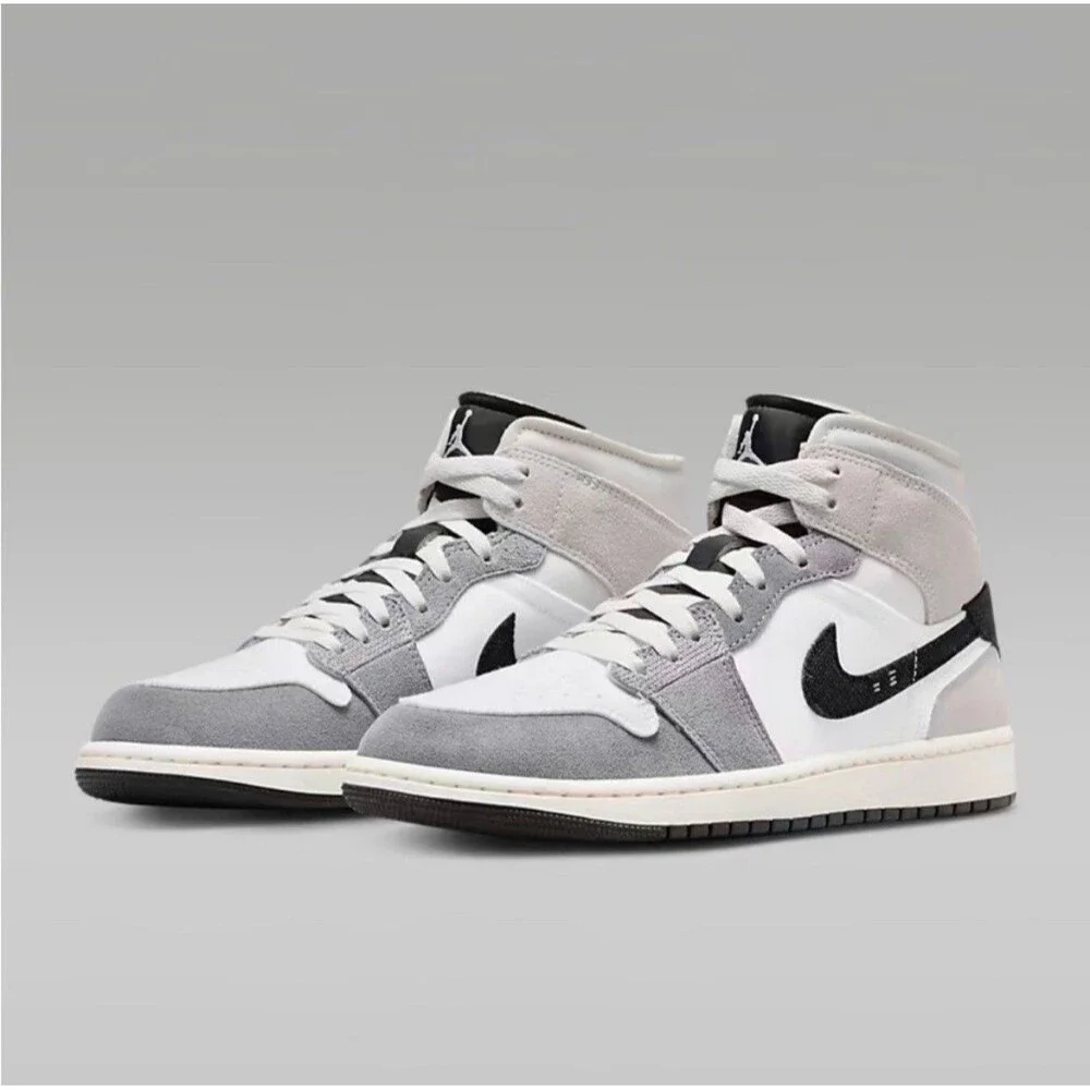 Air Jordan 1 Mid SE Craft Men’s Size 9.5 Grey White Black Sneakers NWT